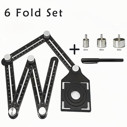 6 Fold Aluminum Alloy Angle Measuring Ruler – Precision Template Tool for Construction & DIY
