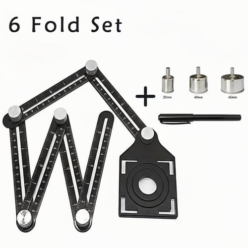 6 Fold Aluminum Alloy Angle Measuring Ruler – Precision Template Tool for Construction & DIY