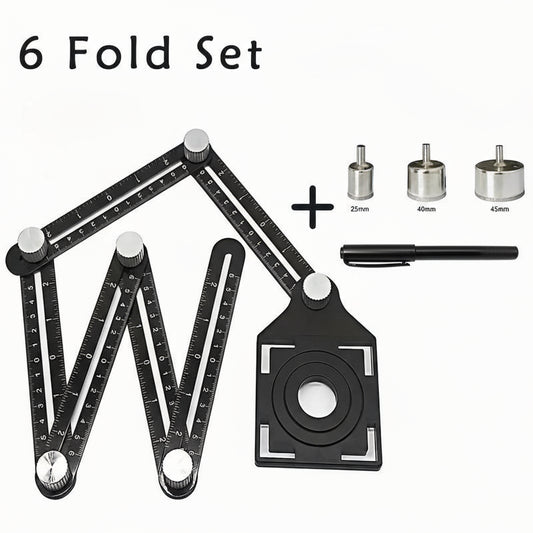 6 Fold Aluminum Alloy Angle Measuring Ruler – Precision Template Tool for Construction & DIY