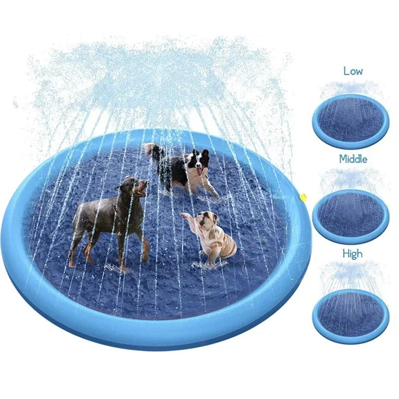 Summer Dog Splash Sprinkler Pad – Outdoor Pet Pool Water Play Mat for Dogs & Kids (100/150/170cm)