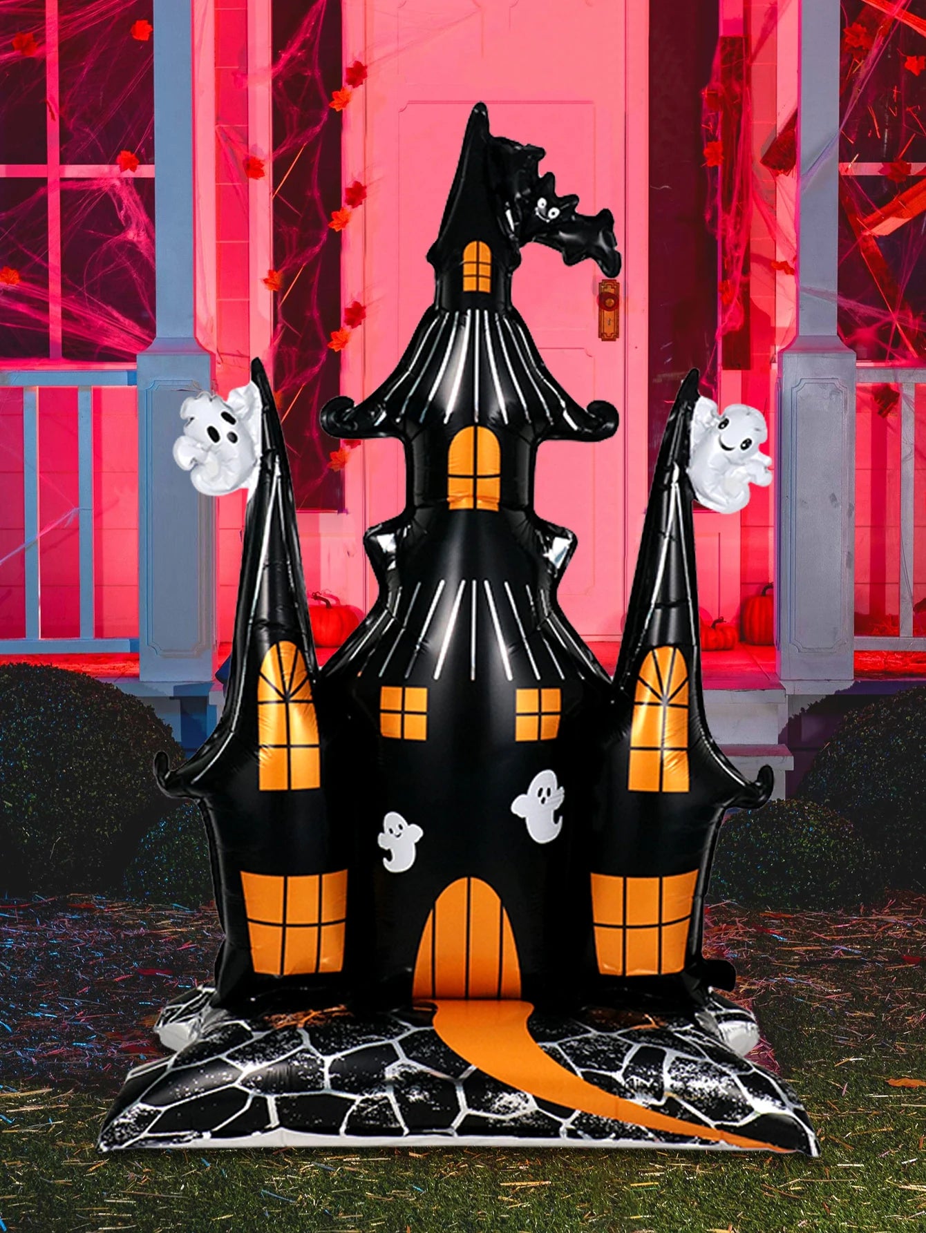 1pc Halloween 58-inch super-large haunted house castle standing aluminum foil balloon, horror Halloween, haunted house party