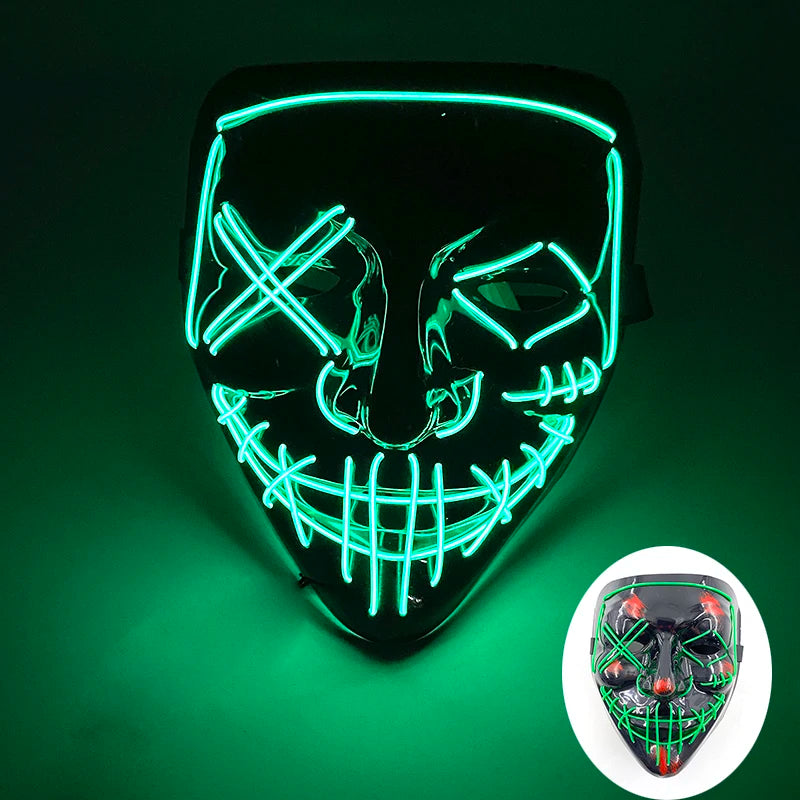 Glowing LED Purge Mask – Wireless Luminous Party Headgear with Flashing Modes for Festivals & Halloween
