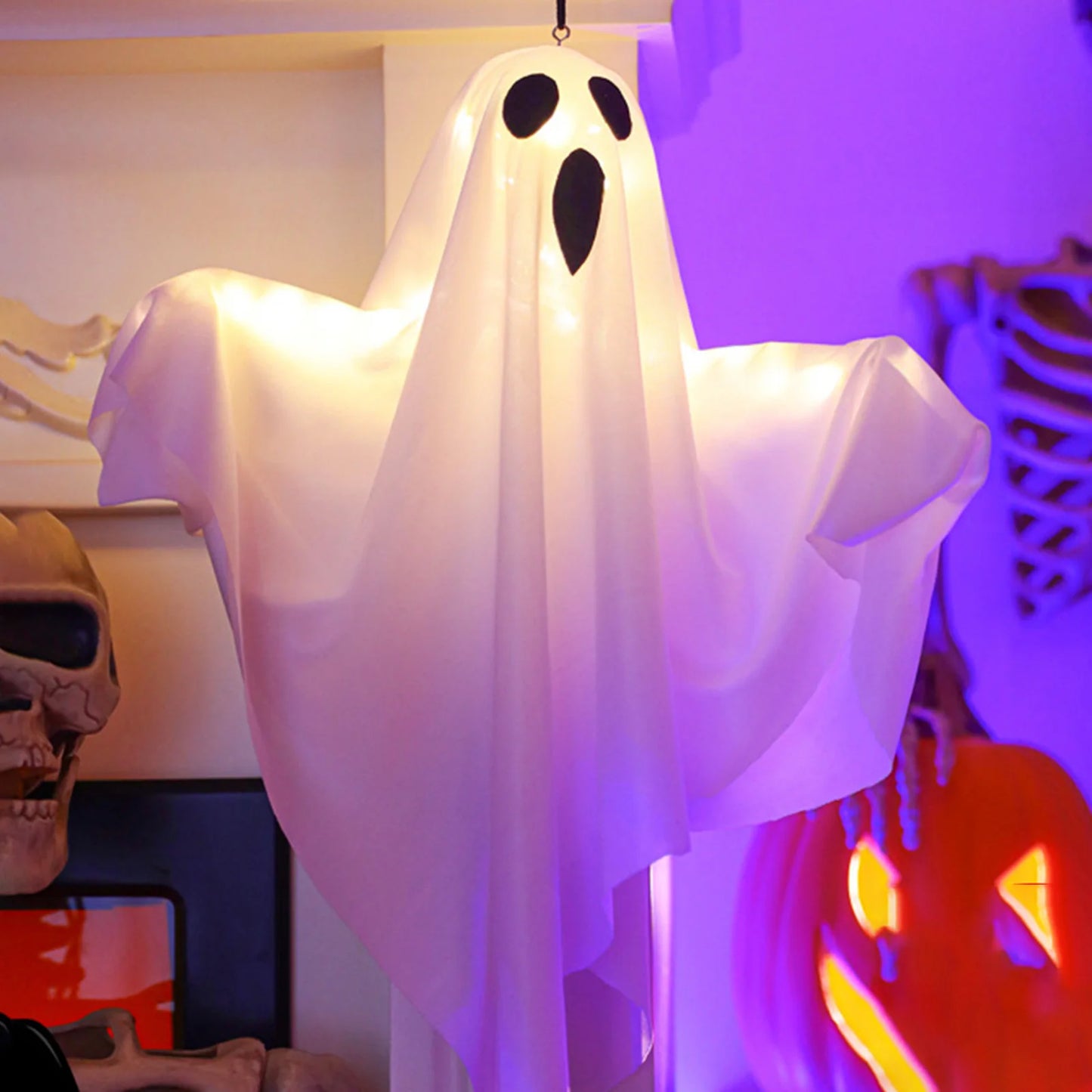 LED Hanging Ghost Lights – Spooky Halloween Decor