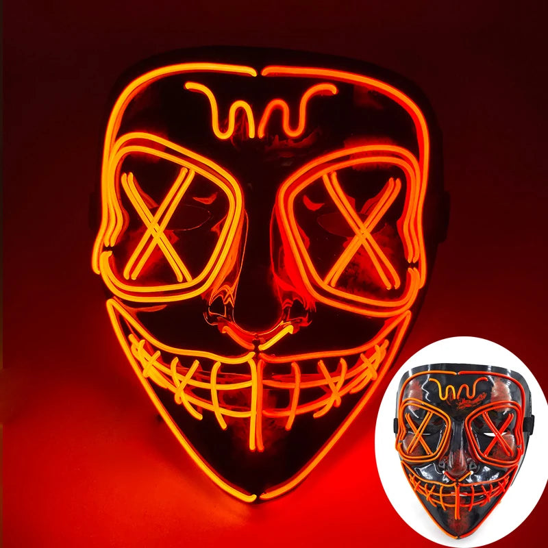 Glowing LED Purge Mask – Wireless Luminous Party Headgear with Flashing Modes for Festivals & Halloween