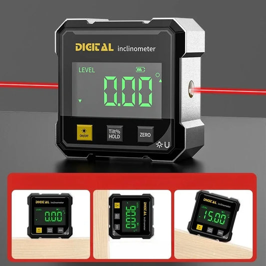Pocket Digital Level Protractor Inclinometer 360° Magnetic Laser Gauge