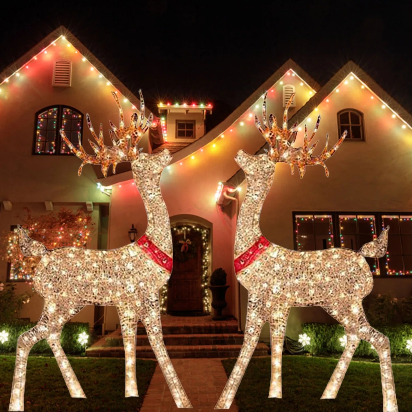 2D Christmas Outdoor Lighted Deer Decoration