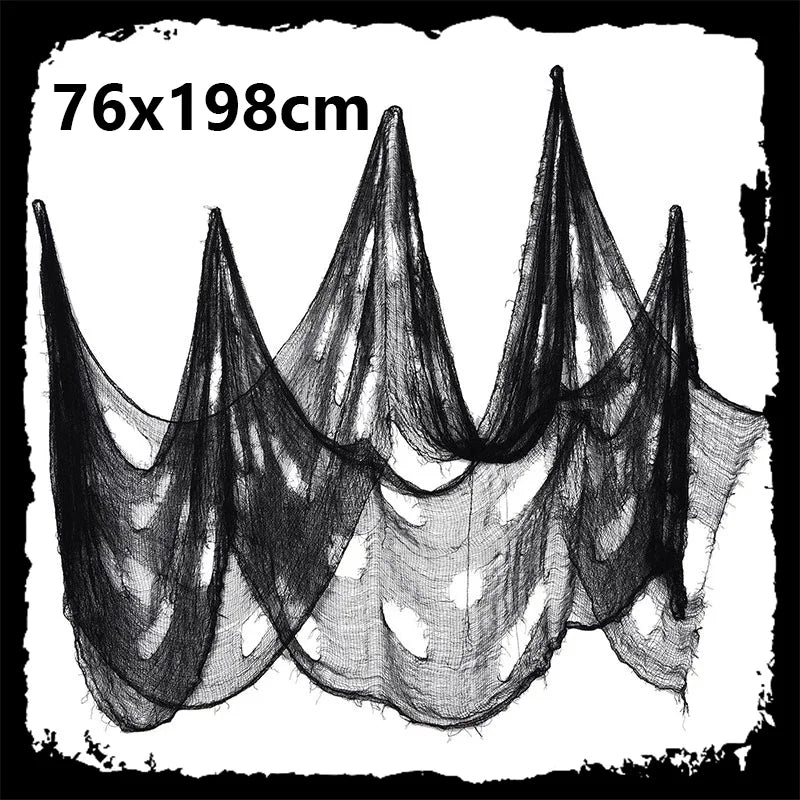 Halloween Creepy Cloth Black Gauze – Haunted House Gothic Décor, Scary Party Prop