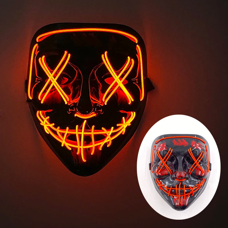 Glowing LED Purge Mask – Wireless Luminous Party Headgear with Flashing Modes for Festivals & Halloween