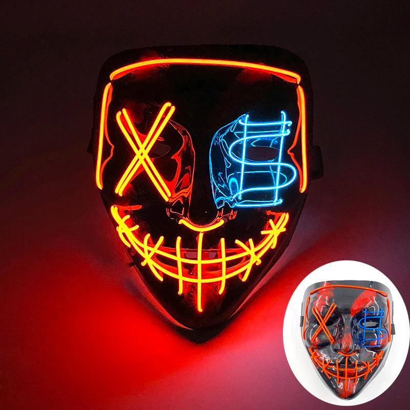 Glowing LED Purge Mask – Wireless Luminous Party Headgear with Flashing Modes for Festivals & Halloween