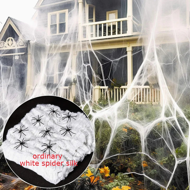 Halloween Luminous Spider Web Decorations – Glow in Dark Cobwebs for Outdoor & Indoor Scary Party Props
