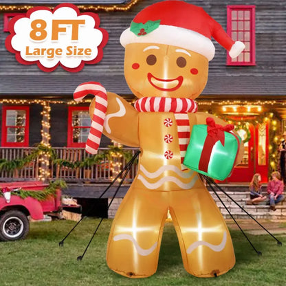 8FT/2.4M Christmas Inflatable Gingerbread Man with LED Lights