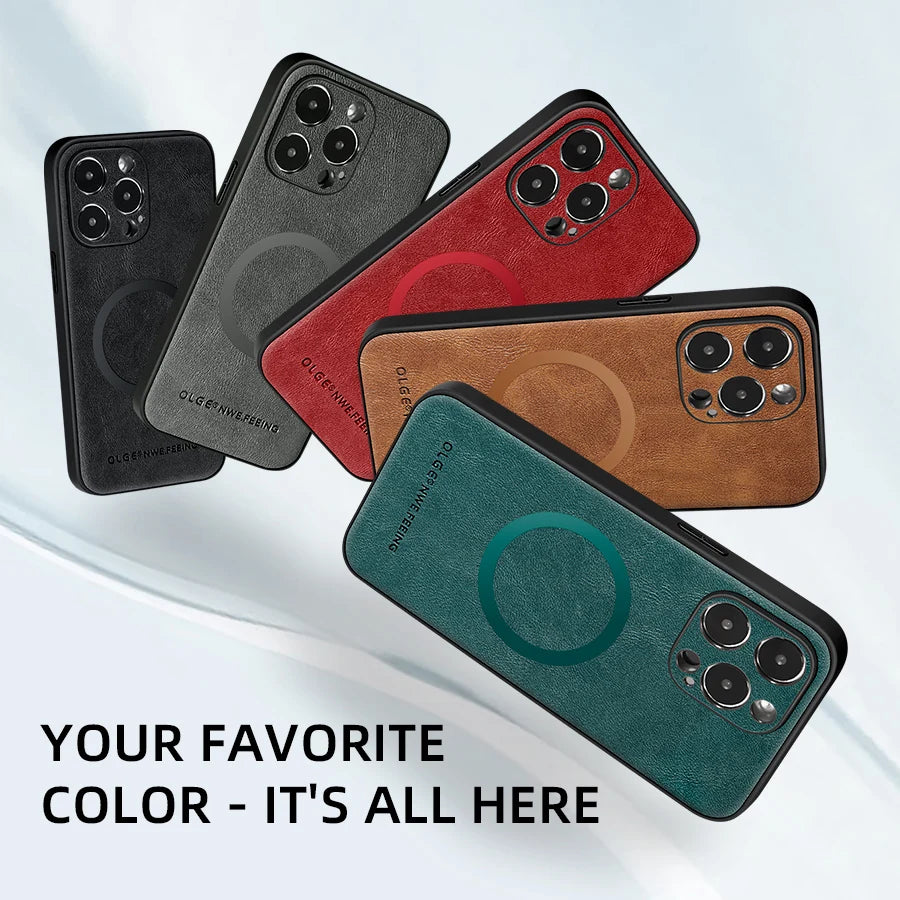 Luxury MagSafe Leather IPhone Case
