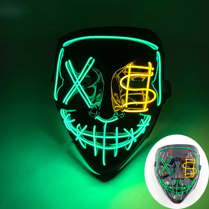 Glowing LED Purge Mask – Wireless Luminous Party Headgear with Flashing Modes for Festivals & Halloween