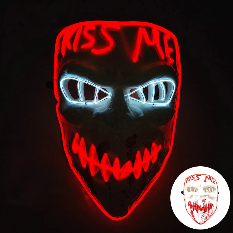 Glowing LED Purge Mask – Wireless Luminous Party Headgear with Flashing Modes for Festivals & Halloween