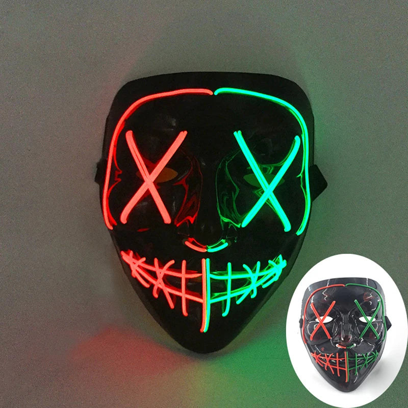 Glowing LED Purge Mask – Wireless Luminous Party Headgear with Flashing Modes for Festivals & Halloween