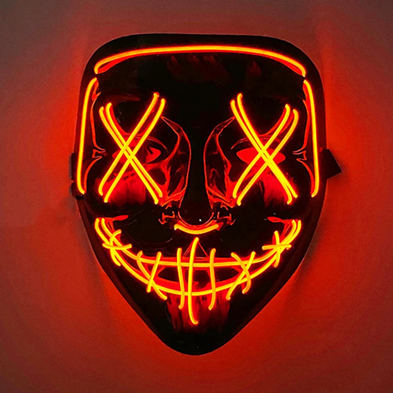 Glowing LED Purge Mask – Wireless Luminous Party Headgear with Flashing Modes for Festivals & Halloween
