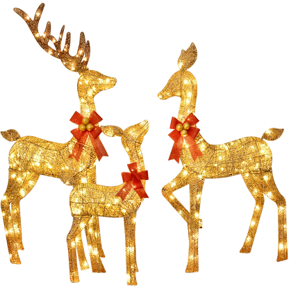 3D Lighted Reindeer Family – 3 Piece With 210 LED Lights