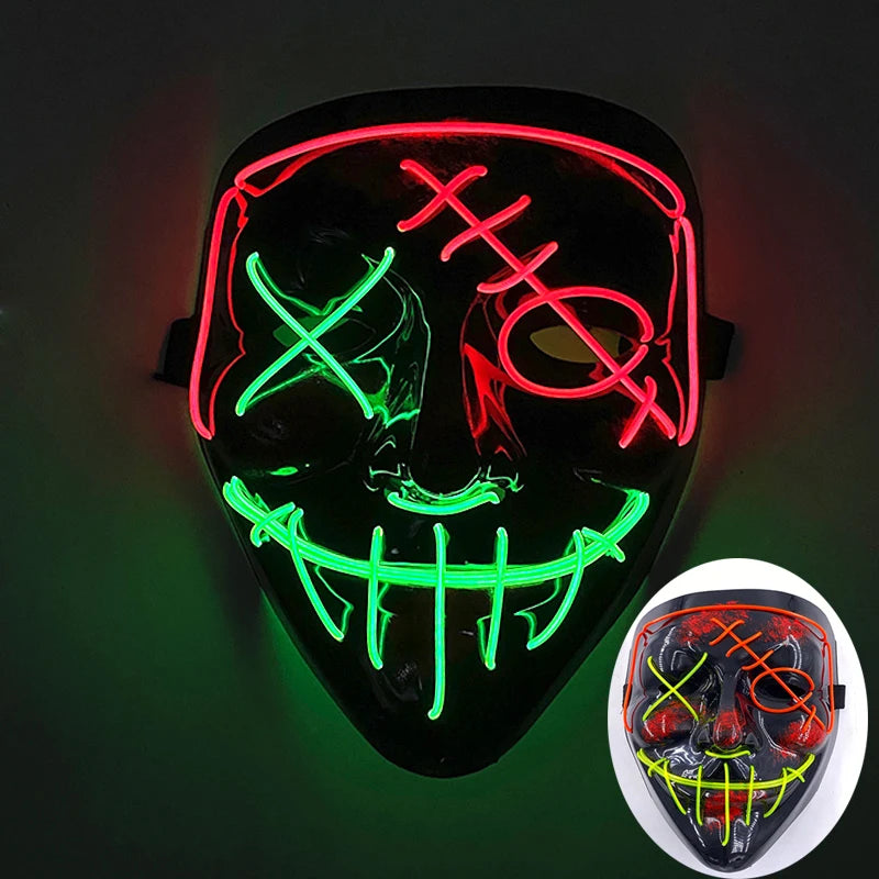 Glowing LED Purge Mask – Wireless Luminous Party Headgear with Flashing Modes for Festivals & Halloween