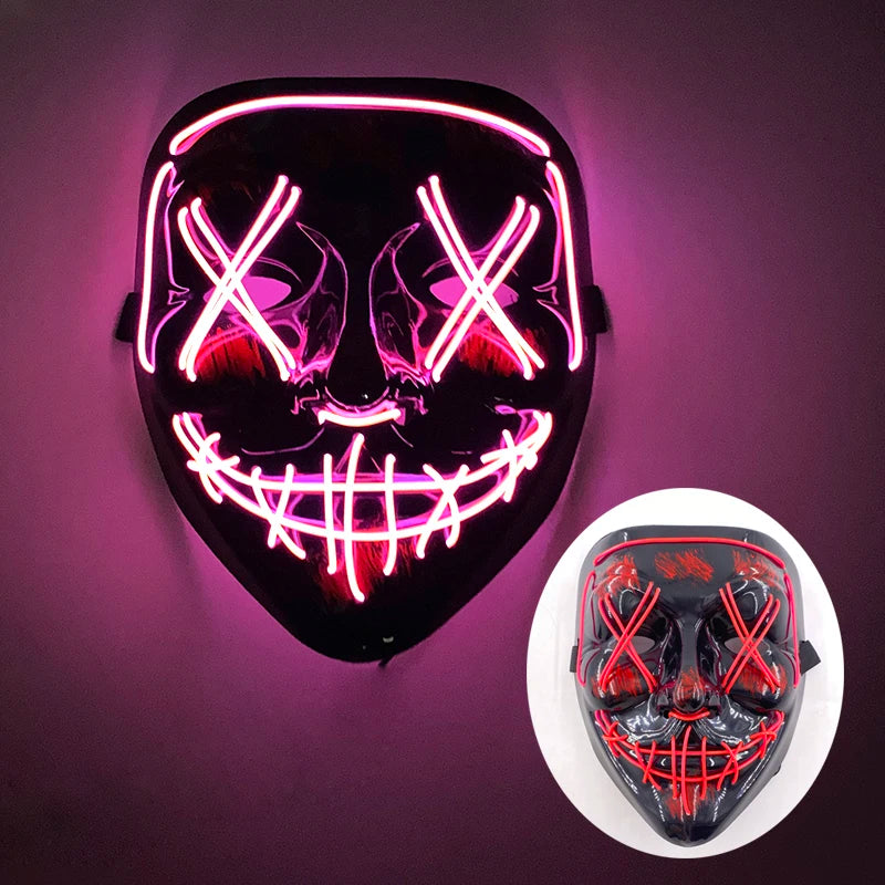 Glowing LED Purge Mask – Wireless Luminous Party Headgear with Flashing Modes for Festivals & Halloween