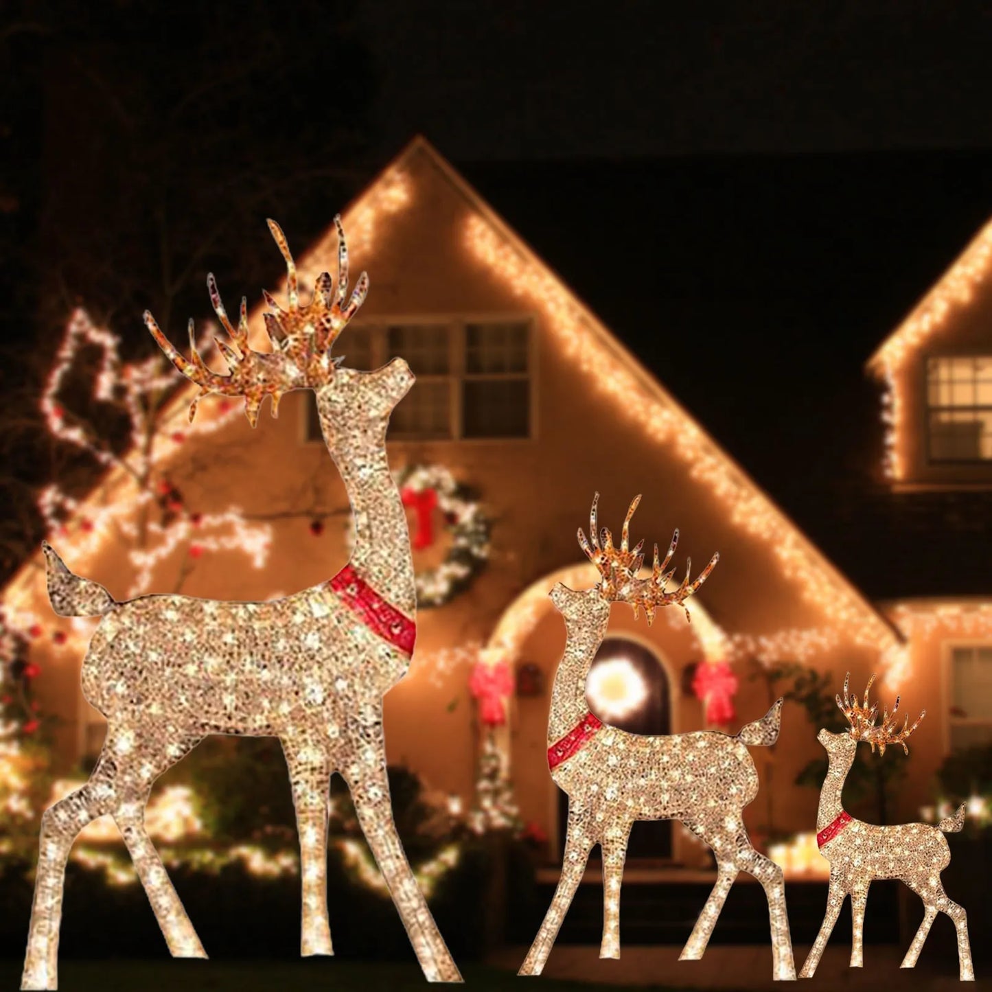 2D Christmas Outdoor Lighted Deer Decoration