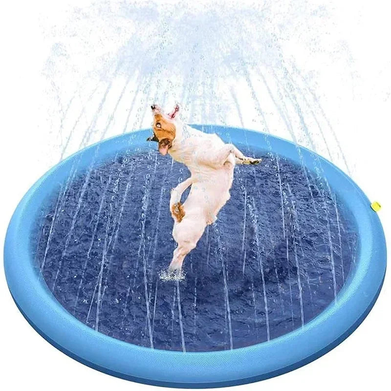 Summer Dog Splash Sprinkler Pad – Outdoor Pet Pool Water Play Mat for Dogs & Kids (100/150/170cm)