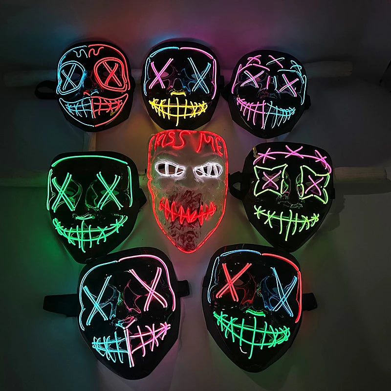 Glowing LED Purge Mask – Wireless Luminous Party Headgear with Flashing Modes for Festivals & Halloween