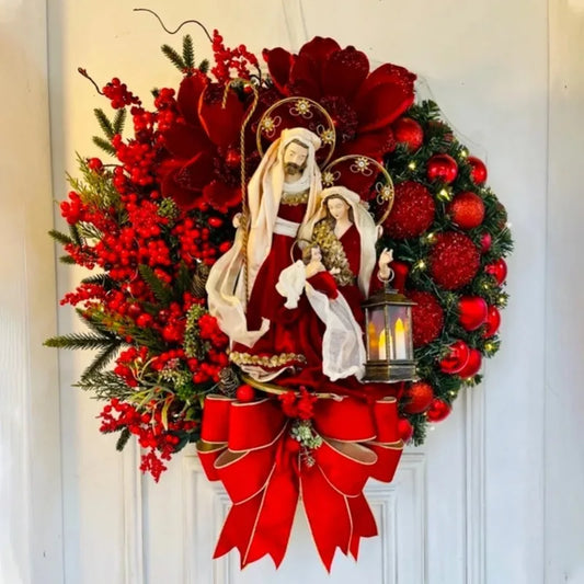 Sacred Red Christmas Blessing Wreath