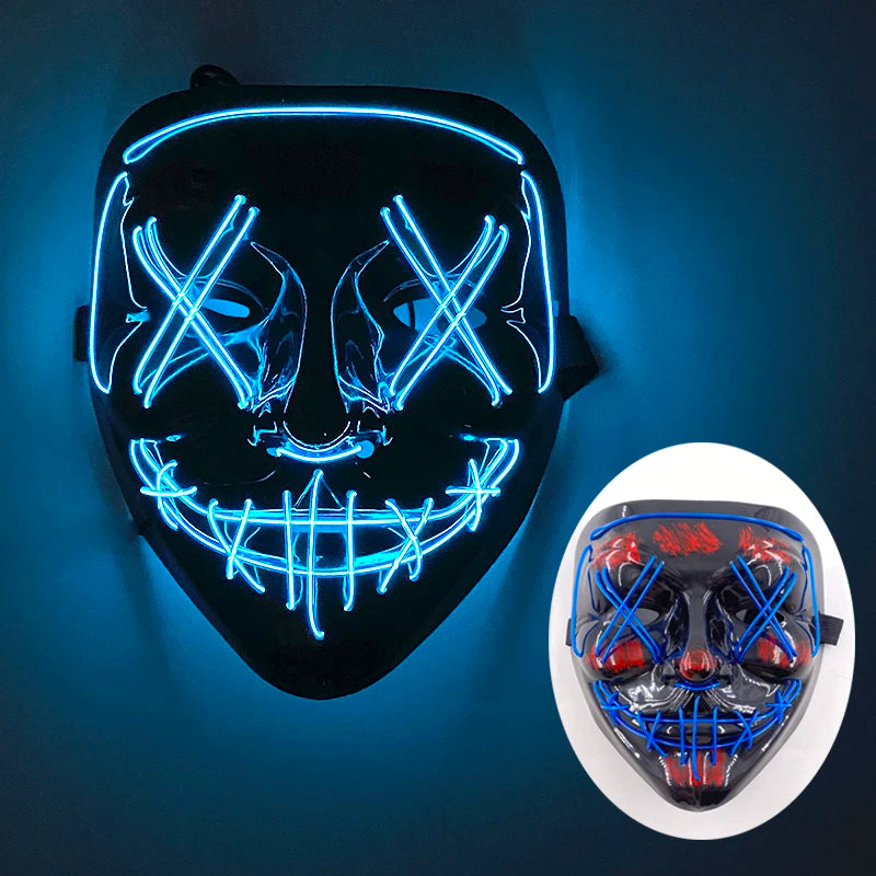 Glowing LED Purge Mask – Wireless Luminous Party Headgear with Flashing Modes for Festivals & Halloween