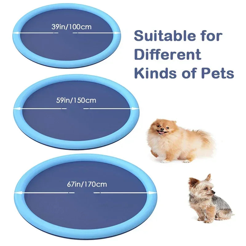 Summer Dog Splash Sprinkler Pad – Outdoor Pet Pool Water Play Mat for Dogs & Kids (100/150/170cm)