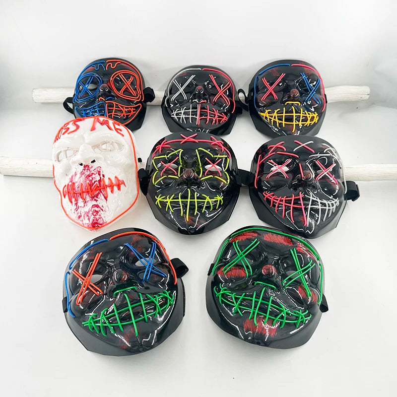 Glowing LED Purge Mask – Wireless Luminous Party Headgear with Flashing Modes for Festivals & Halloween