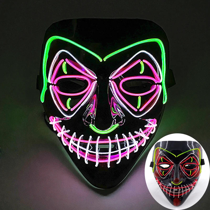 Glowing LED Purge Mask – Wireless Luminous Party Headgear with Flashing Modes for Festivals & Halloween