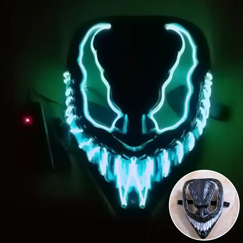 Glowing LED Purge Mask – Wireless Luminous Party Headgear with Flashing Modes for Festivals & Halloween