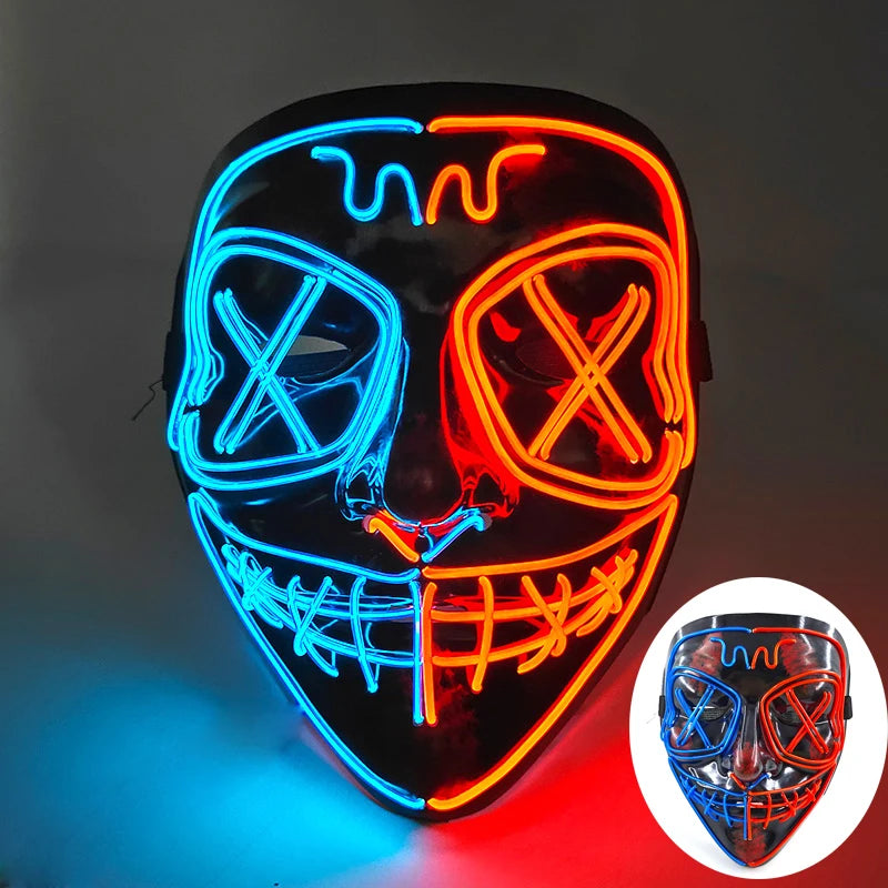 Glowing LED Purge Mask – Wireless Luminous Party Headgear with Flashing Modes for Festivals & Halloween