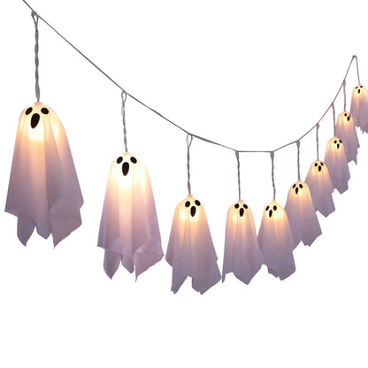 10 Ghost String Lights – Waterproof 8 Modes Halloween Decor
