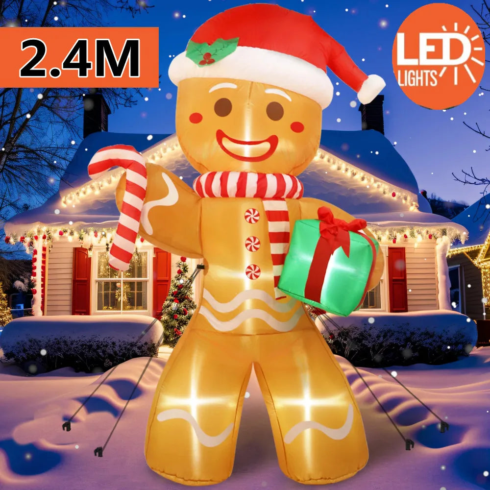 8FT/2.4M Christmas Inflatable Gingerbread Man with LED Lights