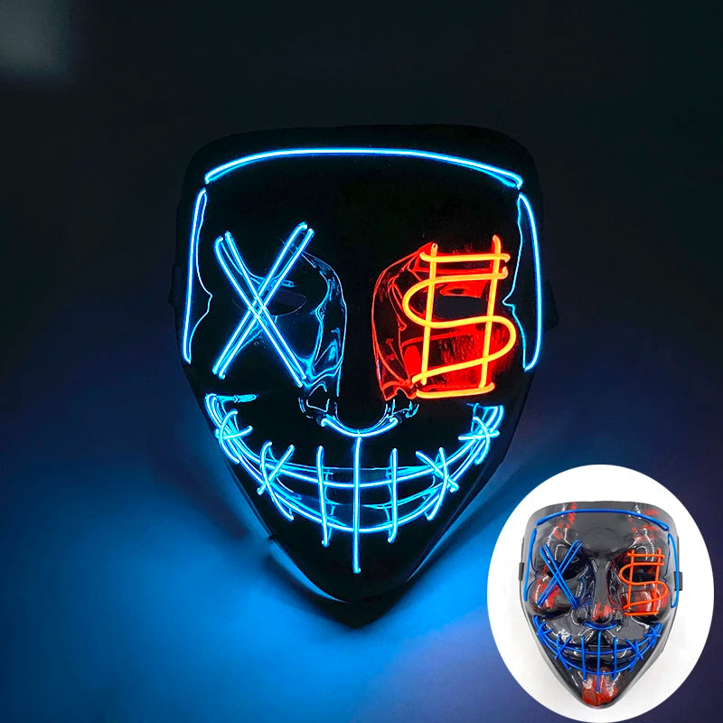 Glowing LED Purge Mask – Wireless Luminous Party Headgear with Flashing Modes for Festivals & Halloween