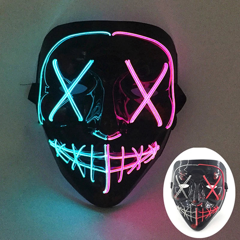 Glowing LED Purge Mask – Wireless Luminous Party Headgear with Flashing Modes for Festivals & Halloween