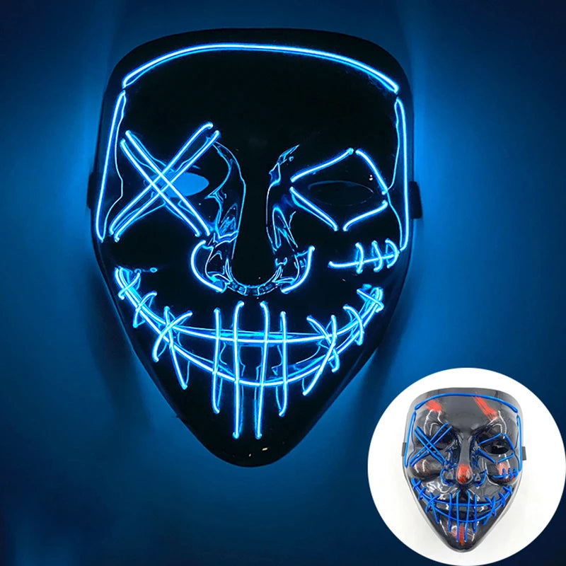 Glowing LED Purge Mask – Wireless Luminous Party Headgear with Flashing Modes for Festivals & Halloween