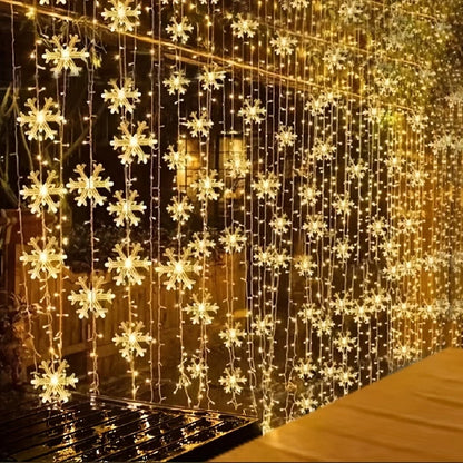 3M Snowflake LED String Curtain Lights