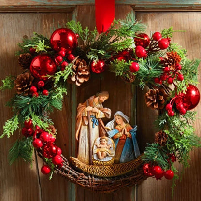 Sacred Red Christmas Blessing Wreath