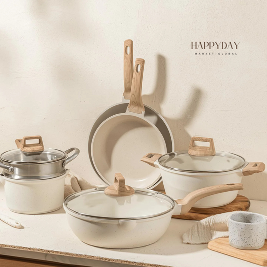 HAPPYDAY – 11-Piece Granite Nonstick Cookware Set