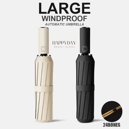 Large 24-Bone Automatic Umbrella – UV Protection, Windproof, Foldable Sunshade