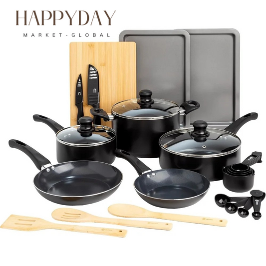 HAPPYDAY - Ceramic Nonstick Cookware Set 26 Piece